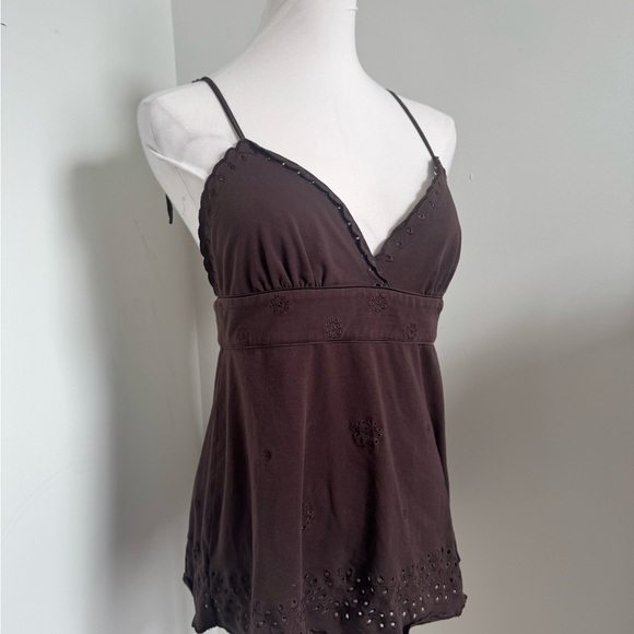 Vintage Y2K Bebe Babydoll Top – Eyelet Hem & Empire Waist M - Picture 3 of 6